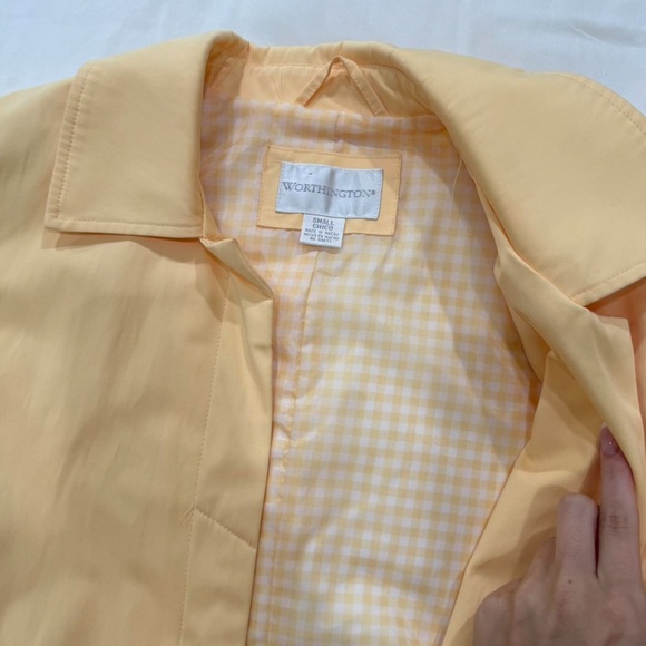 Light Yellow Women's Long Button Front Coat - Picture 4 of 5